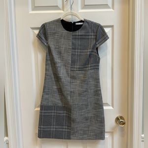 Alice + Olivia Mixed Plaid Contrast Shift Mini Dress